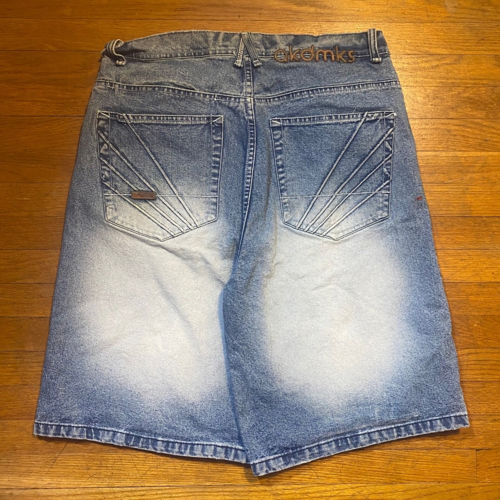 Akademiks Y2K Baggy Denim Shorts Mens 34 Blue Wash Streetwear Hip Hop